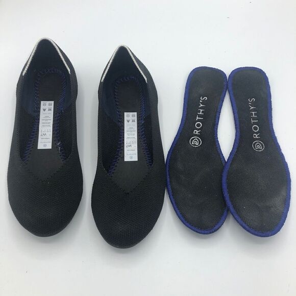 Rothy Retired White Trim Black Knit Round Toe 7‎ Discontinued Style Recycled - Picture 5 of 6